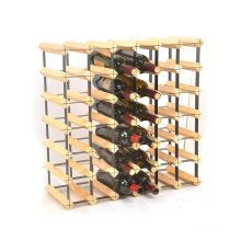 High quality Pine Wooden and metal wine racks 42 bottles holder commercial wine shelf